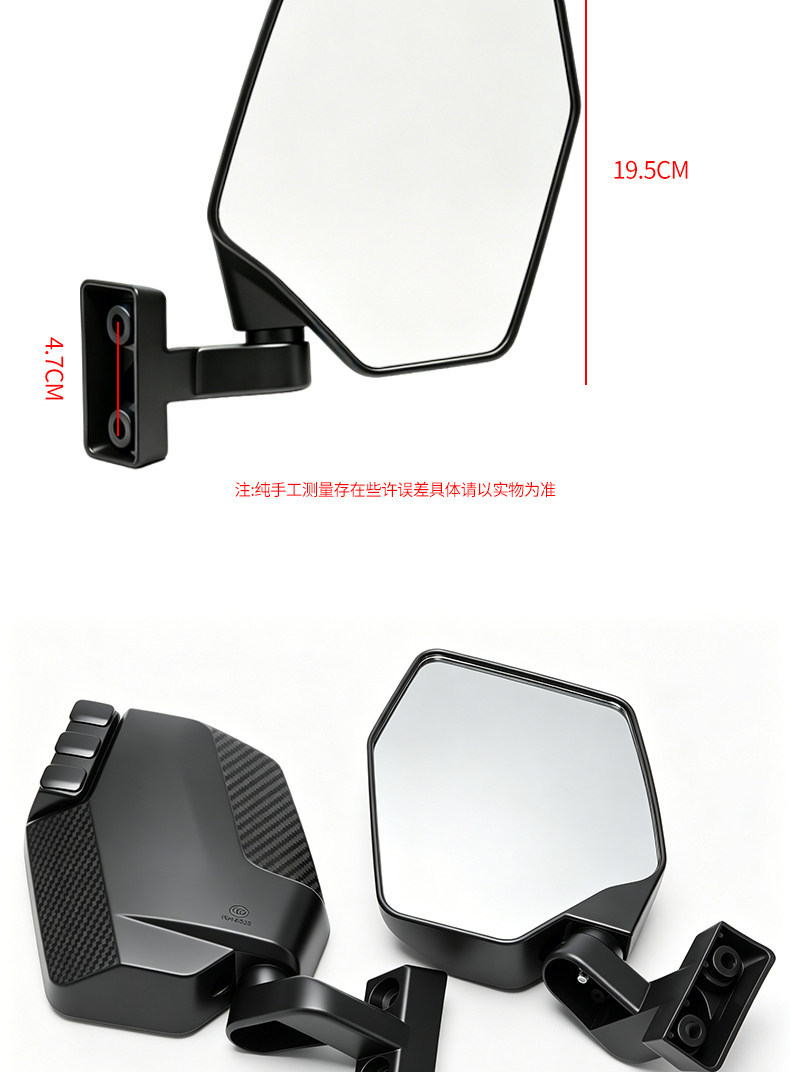 Wide-Angle Electric Tricycle Rearview Mirror Suitable for Zonglong Full-Cab and Half-Cab Vehicles, Convex High-Definition Reversing Mirror