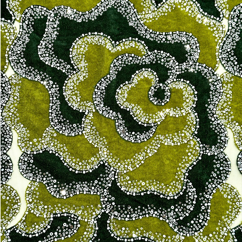Tela de lana láser de dos colores africana bordada nubes sequilla tela bordada vestido de boda vestido de escenario vestido de encaje