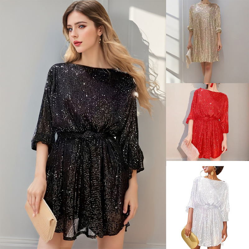 European and American Amazon Cross-Standby Foreign Trade Popular Fashion Sequin Holiday Banquet Sequin Dress Small Dress Skirt
