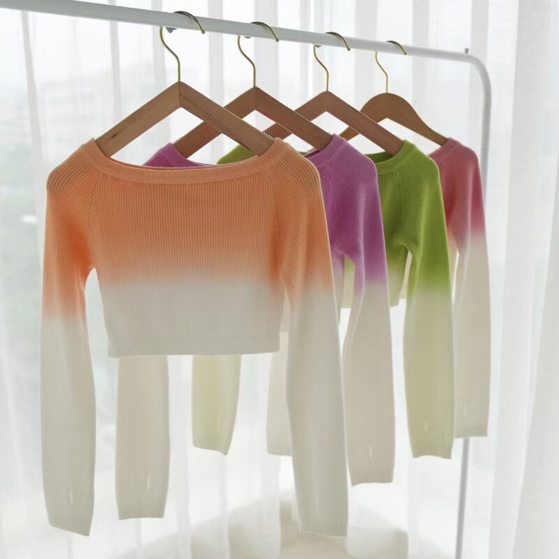 Children's Dance Clothing, Small Knitwear, Gradient Jacket, Ballet Girl's One-Shoulder Knitwear, Practice Clothing, Autumn and Winter Tops