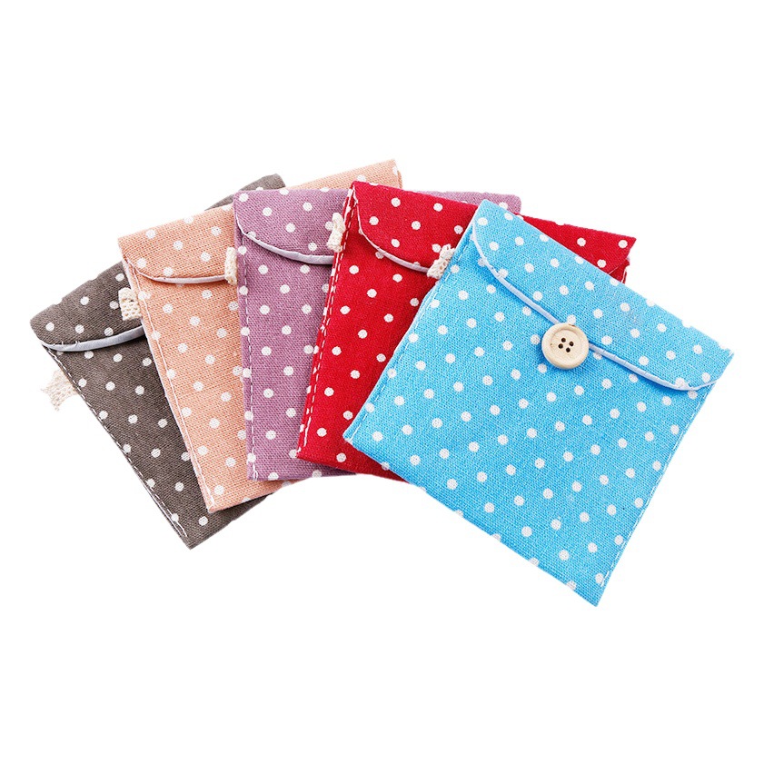 Tía toalla bolsa de almacenamiento de servilleta sanitaria de gran capacidad bolsa de dibujos animados linda chica corazón estudiante bolsa de algodón sanitaria durante el período fisiológico