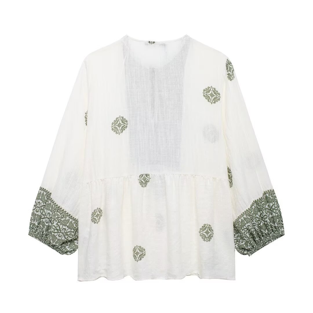 2024 Summer New Women's Printed Vacation Style Shirt_voghion.com