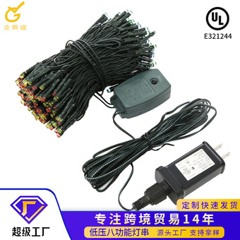 跨境LED灯串28V低压安全户外彩灯串八功能防水工程亮化装饰串灯