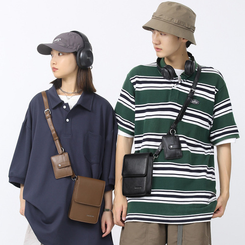 Mobile phone bag, men's trendy card bag, shoulder crossbody combination bag, fashionable personality multi-functional box bag, neutral bag