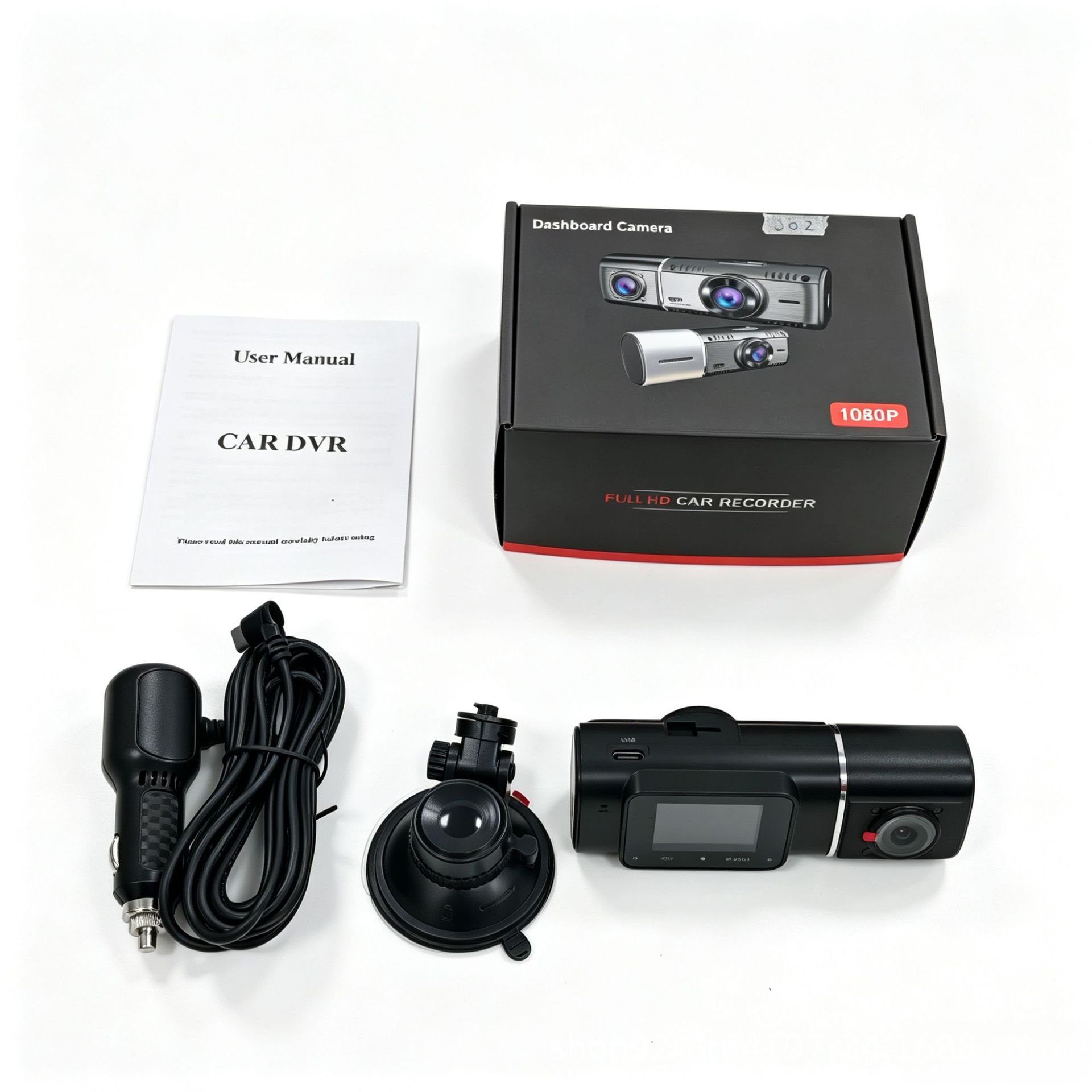 Cross-border infrared night vision high-definition dashcam with dual lenses for front and interior recording