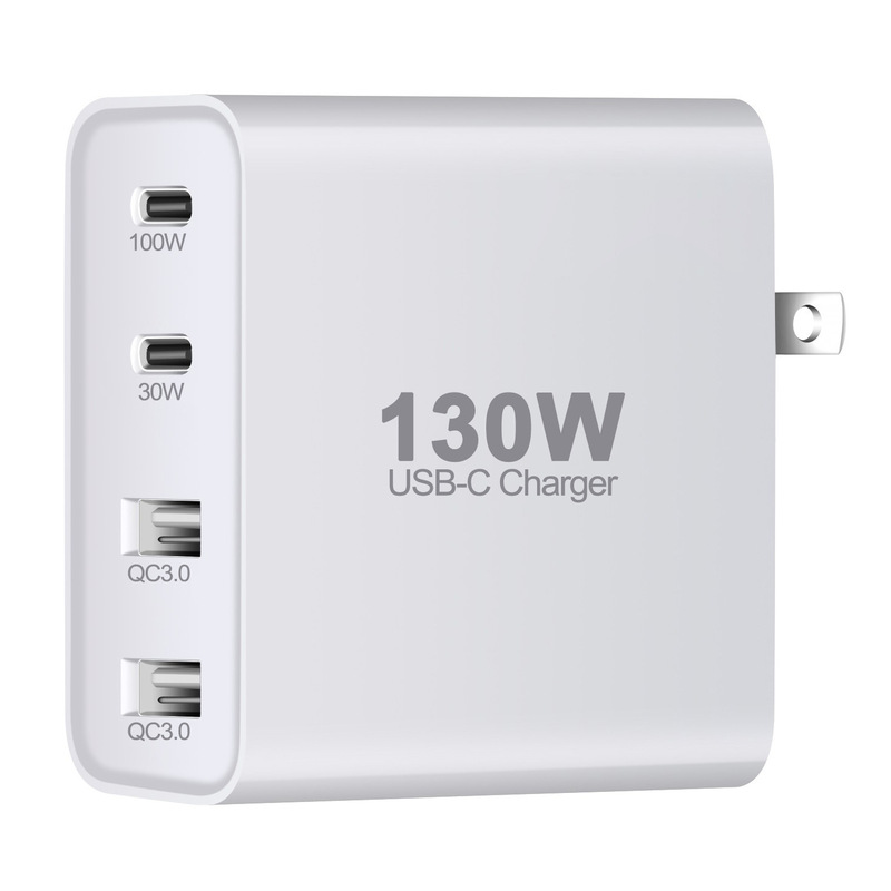 130W gallium nitride PD charger 130W conversion pin PD charger 13W0 dual PD + Dual USB four-port direct charge 130W gallium nitride PD charger 130W conversion pin PD charger 13W0 dual PD + Dual USB four-port direct charge