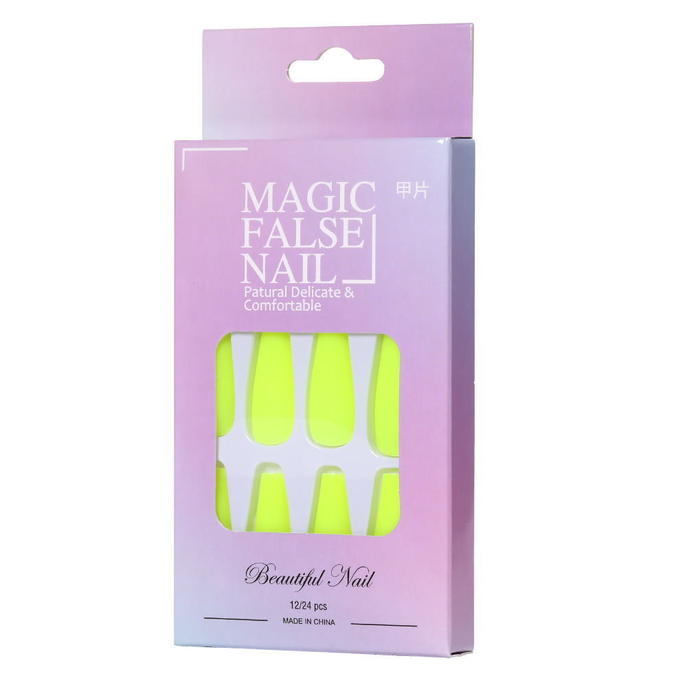 Nueva pieza de esmalte de uñas de desgaste de ballet largo luminoso transfronterizo terminado parche de uñas esmerilado pegamento jalea pieza de uñas falsas