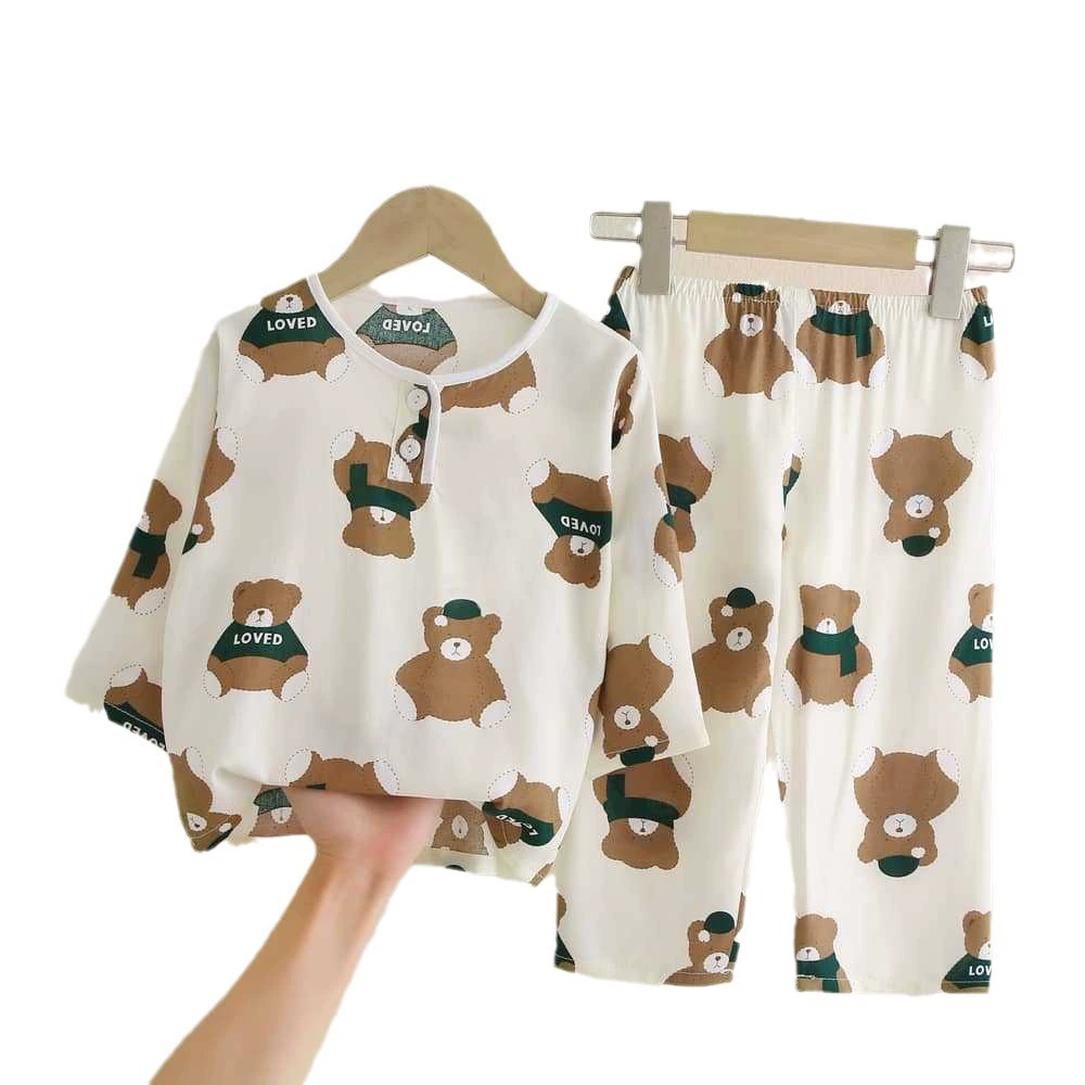 Children's summer pajama for boys — thin long-sleeve, multiple prints, sizes for heights 60–155 cm