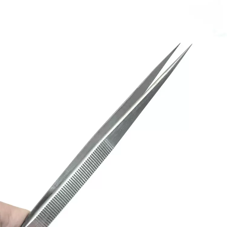 165mm加长镊子不锈钢高精度方便取物长夹子防滑手柄细尖头加厚 硬