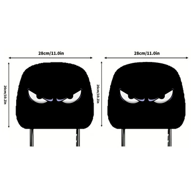 Evil Emoji Dark Style Headrest Cover Dustproof Elastic Personalized Car Interior Car Pillow Cover Decorative Protective Cover (Universal seat cover) - 01-double-sided-printing-1pc-26cm28cm