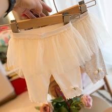 一件代发 2025夏款女童小童7分裤网纱蝴蝶结裙裤 K122