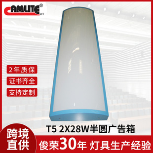 Foreign Trade Factory Customized T5 2X28W Semi-Circle Advertising Box Led Strip Light Shopping Mall Supermarket Advertising Light Box Wholesale