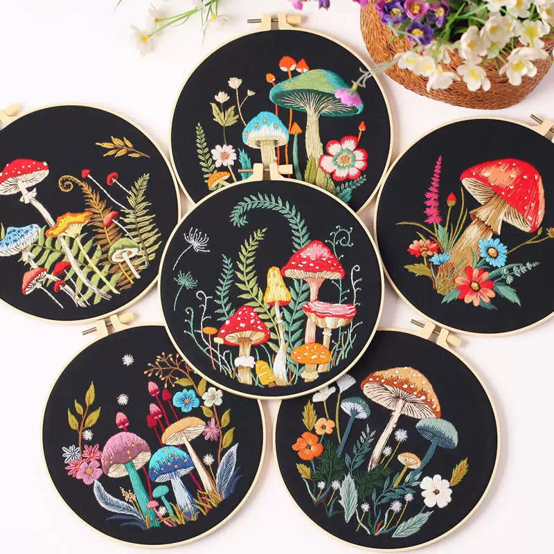✅ Новый набор для вышивания грибов ручной работы для начинающих, набор для вышивания своими руками Amazon, трансграничный производитель вышивки