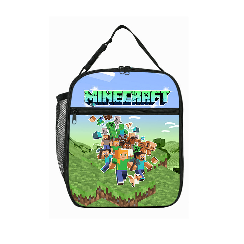 Minecraft Bolso de comida para estudiantes de primaria Minecraft Bolso de hombro portátil para niños Caja de aislamiento Bolsa de almuerzo portátil de campo