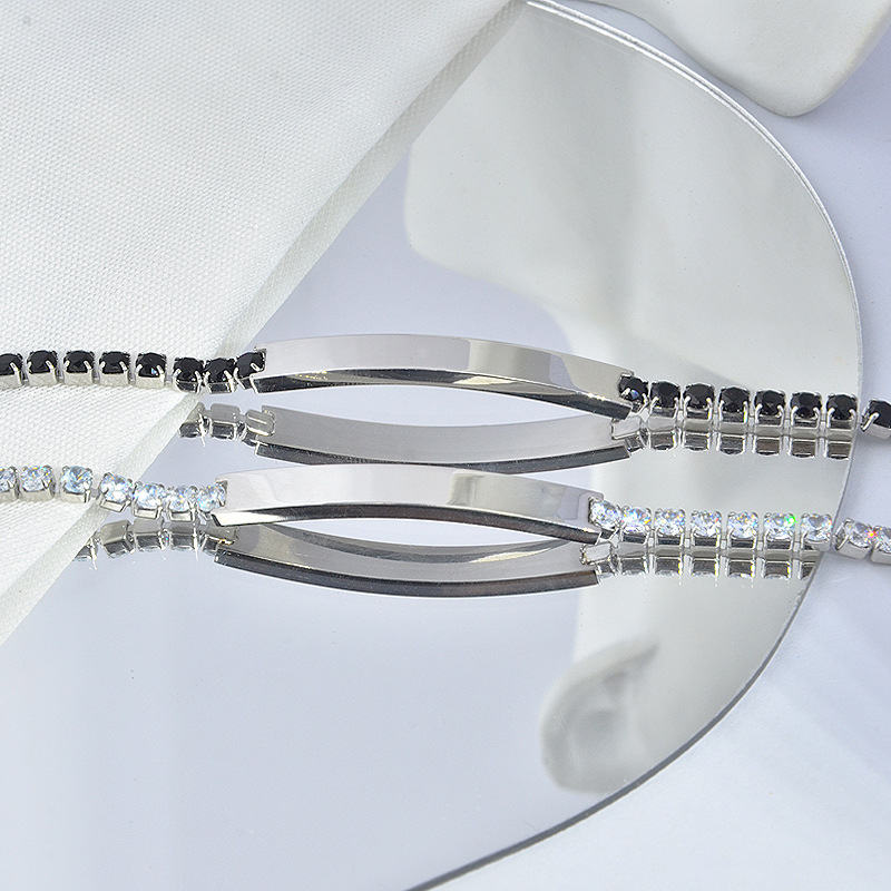 Zircon Inlay Material Retro Classic Style Geometric Customization Laser Engraving Titanium Steel Zircon Men's Bracelets Men's Chain Bracelets
