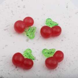 卡通仿真亚克力带吊水果樱桃饰品配件 DIY自制钥匙扣挂件配饰材料