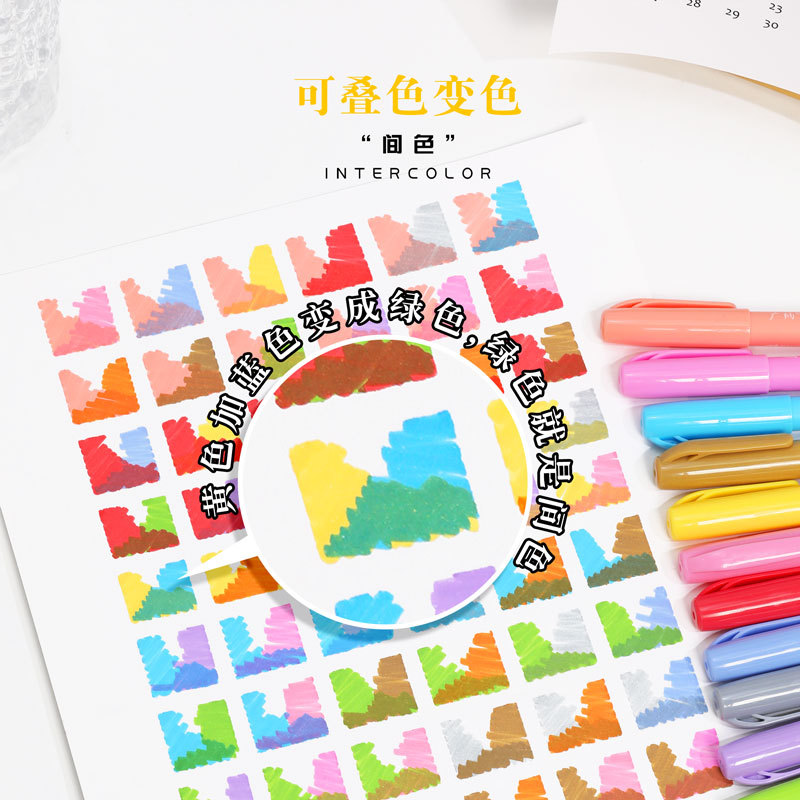 Guangna 8091 color tubo de aguja pluma impermeable 12 color conjunto de bolígrafo de dibujo