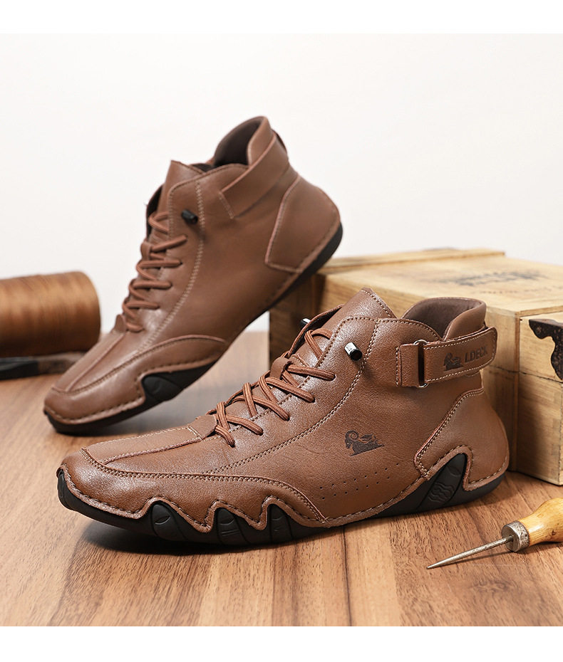 Bốt Martin nam cổ cao dáng ngắn, mũi tròn, đế bằng, phong cách thường ngày — C8008 màu kaki, C8008 màu xám, C8008 màu đen, F8008 Màu xanh lá cây chi tiết 30