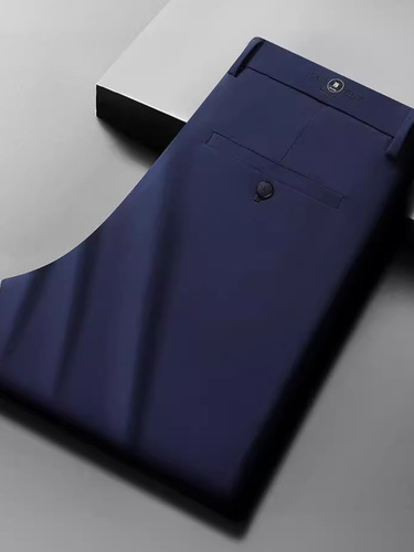 Summer casual straight-leg cow silk thin elastic men's pants business lightweight luxury plus-size pants cool men's long pants