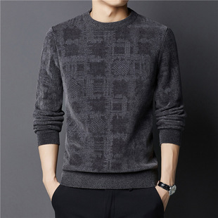 Chenille velvet padded new sweater autumn and winter men's casual bottoming sweater thermal underwear T-shirt generation