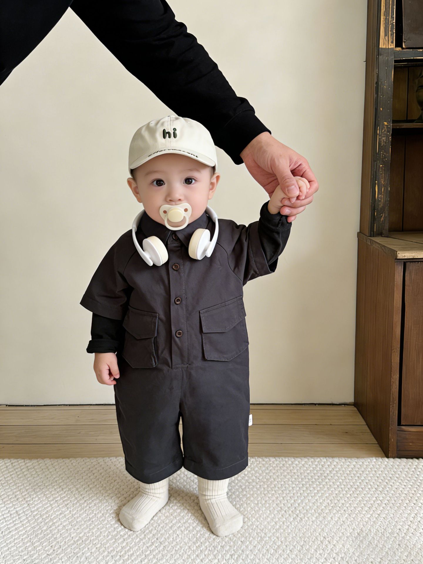Ropa infantil coreana guapo hombre bebé primavera moda falsa dos piezas unidad de ropa de bebé nuevo viento ropa de escalada