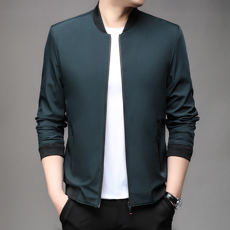솔리드 컬러 자켓 남성 2024 가을 신작 캐주얼 다목적 패션 트렌디 스탠드 칼라 자켓 남성 탑 심플 캐주얼