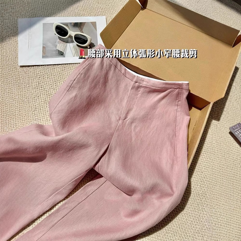 No D recommend! Relaxation Ceiling Low Saturated Pink Linen Pants Breathable Cool Old Money Pants