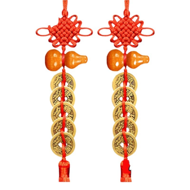 Деревянный кулон в форме тыквы с медной монетой «Пять императоров», китайский узел, тassel, удачливый узел, декор для дома, оптовая продажа от производителя