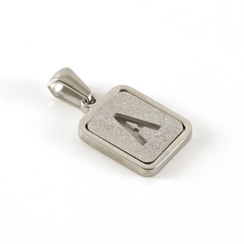 New fashion stainless steel English letter pendant factory wholesale pressure sand letter titanium steel 18k commuter Joker