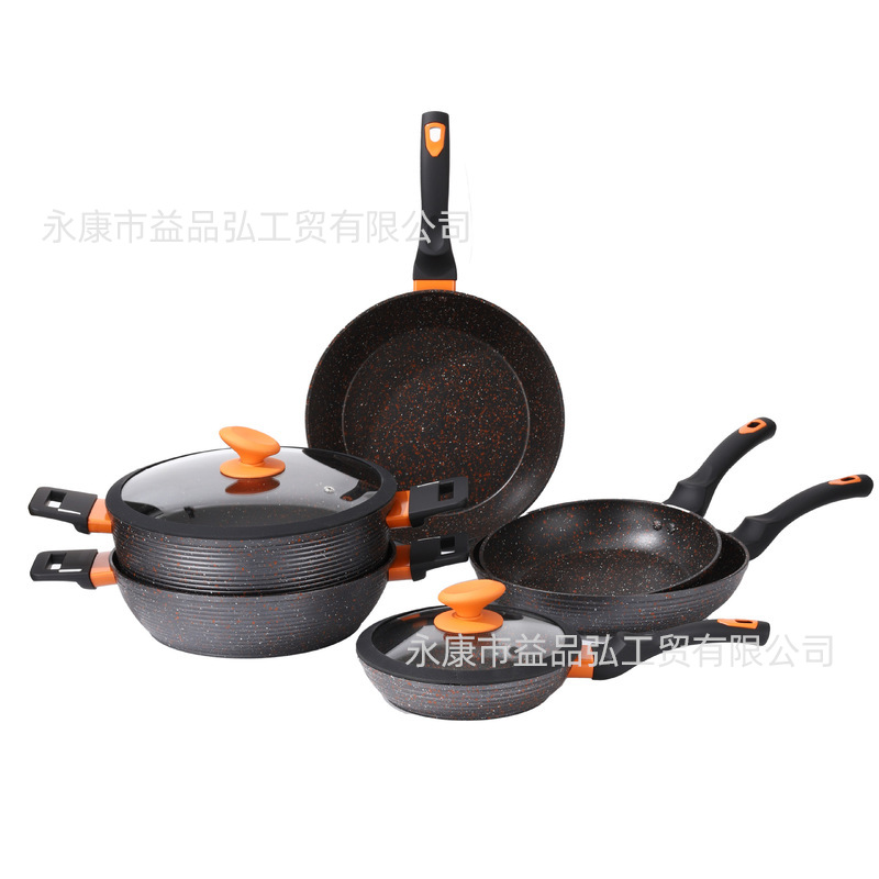 Yipinhong crossover Maifan Stone sartén antiadherente sin humo de aceite Sartén de estilo occidental para el hogar Sartén de sopa Set al por mayor