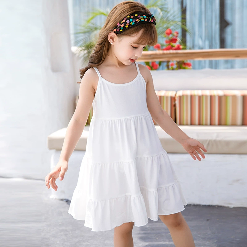 Детское летнее платье-сорочка без рукавов? Wait original: "Children's summer slip dress, direct factory sales, Korean style, for teenagers". It's a slip dress for children, but 