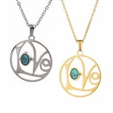 欧美跨境不锈钢LOVE吊坠项链配饰 金色男女情侣吊坠钛钢项链男