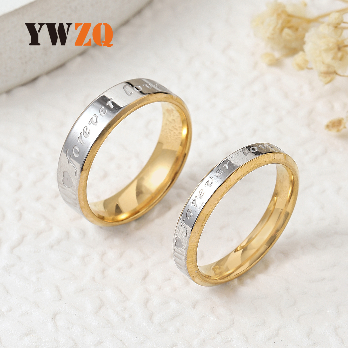 Anillo de acero de titanio transfronterizo femenino Corea del Sur moda para siempre amor pareja anillo corrosión oro joyería de acero inoxidable