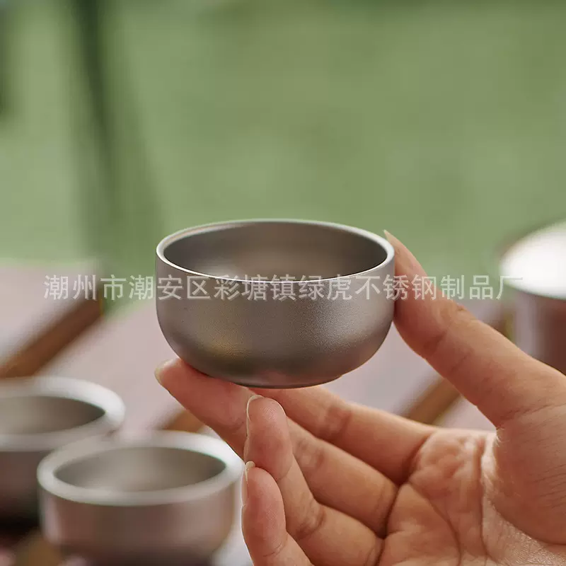 纯钛功夫茶具套装纯钛小茶杯酒杯家用轻便双层钛杯源头工厂批发价