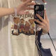 Hong Kong Style Retro Short-sleeved T-shirt Women's Summer plus size Pure Cotton College Style Age-reducing Ins American Niche Korean Style Top Trendy
