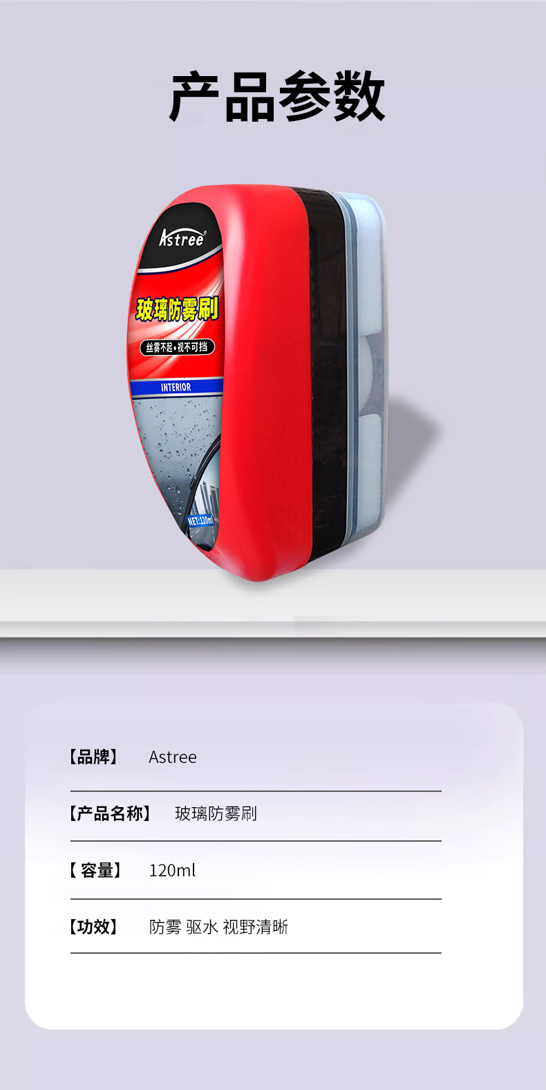 [Source Factory] Car Glass Anti-Fog Agent for Windshield and Rearview Mirror, Anti-Fog Window Cleaner, Defogger for Bathroom Mirrors