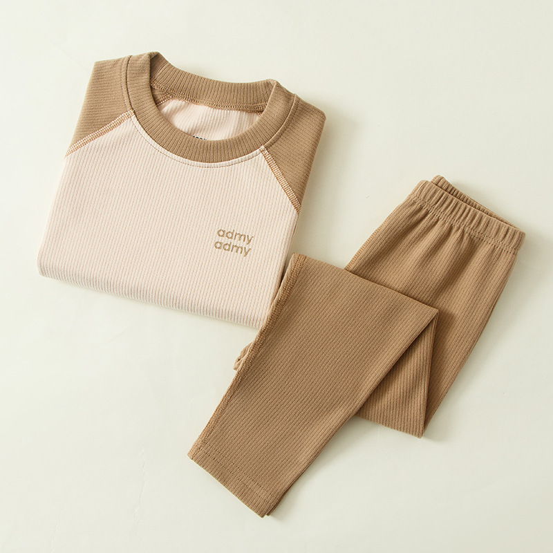 Otoño Invierno ropa interior térmica de los niños traje mousse Cachemira mangas raglán para y niñas pijamas hogar otoño