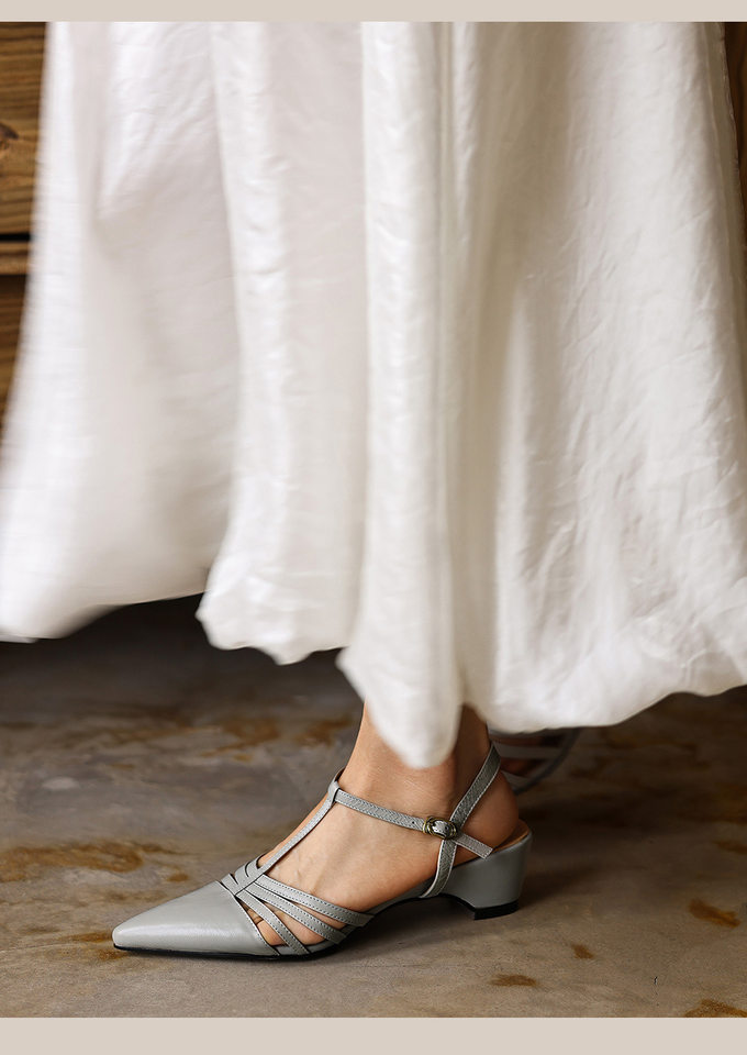 Sandal nữ mũi nhọn quai chữ T gót 5 cm phong cách Hàn Quốc — đen chi tiết 11