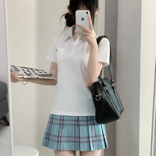 学院风polo衫原创日系简约polo上衣短袖女校供感透气jk制服夏季