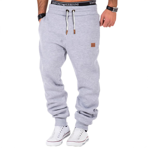 Cross-border men's high-stretch laced casual long pants winter lined warm exercise pants factory stock rapid delivery