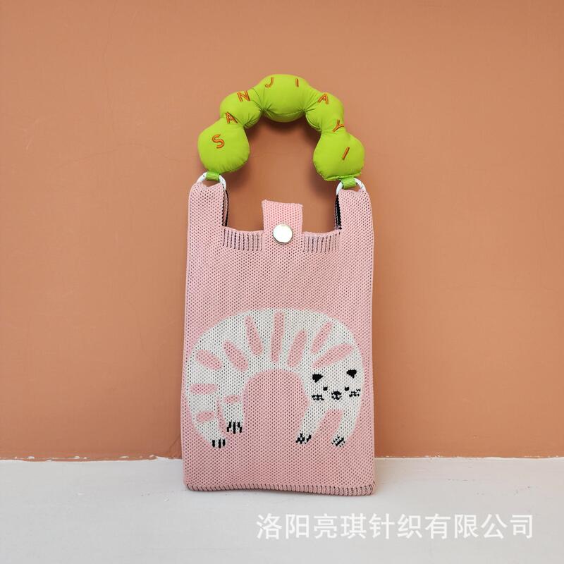 Handbag Woven Versatile Small Bag Shoulder Bag Crossbody Cartoon Portable Small Square Crossbody Cute and Fun