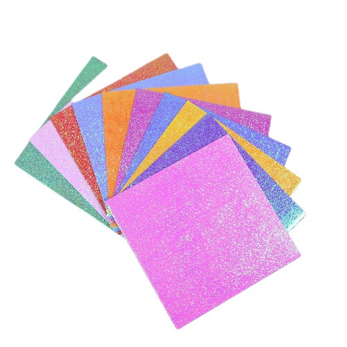 Quicksand color glitter square origami pearlescent laser bright cardboard children's handmade materials DIY paper