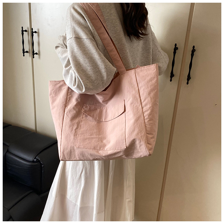 Cross-border laid-back style nylon bag for women 2025 new casual large-capacity shopping handbag, simple and lightweight single-shoulder bag undefined