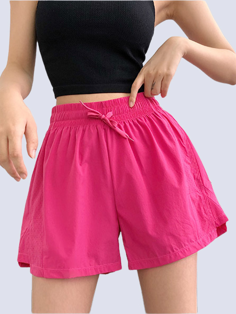Nuevos pantalones cortos deportivos de verano para mujer, dos piezas falsas, anti-desgaste, tres puntos, entrenamiento de carrera, fitness, pantalones de yoga sueltos