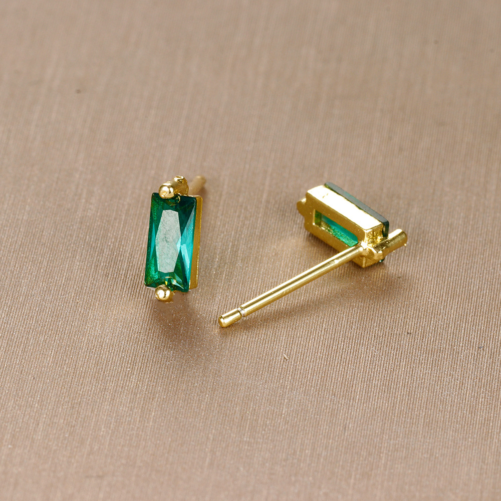 1 Pair Simple Style Rectangle Plating Inlay Copper Zircon Ear Studs display picture 4