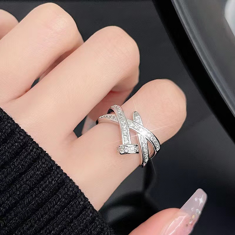 Unisex Full diamond zircon belt nail stacking open ring niche design personality ins cold style high end ring_voghion.com