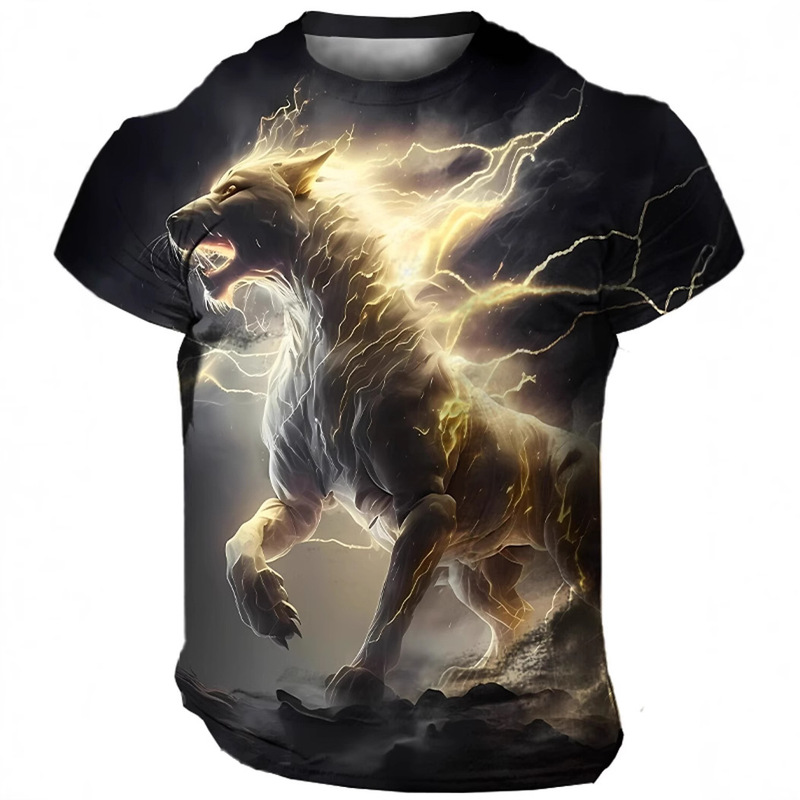 Men's T-Shirt Tiger 3D Printed T-Shirt Summer T-Shirt O-Neck Pattern Short Sleeve Top Clothing 3D Printed T-Shirt