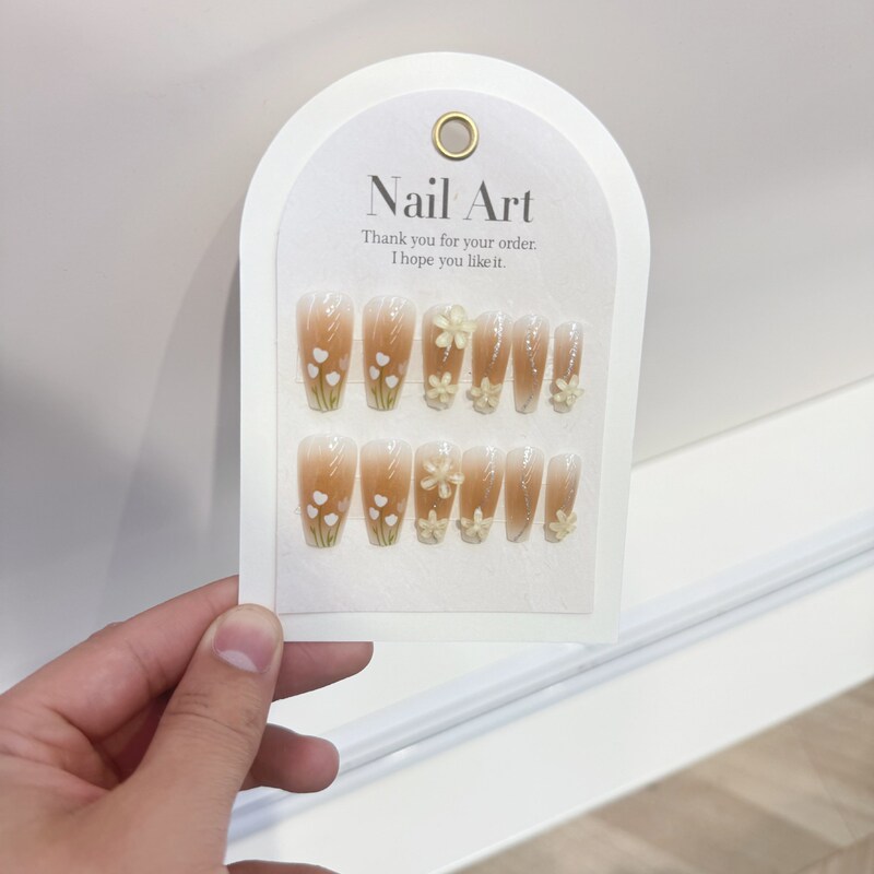 Wholesale 12Pcs Pretty Luxury Hand Painted Gel Press on Nails High Quality Wholesale Artificial Acrylic Nails