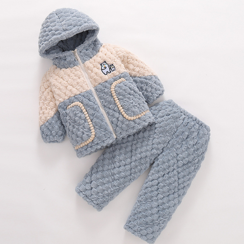 [Hooded, zippered and quilted style] Gray