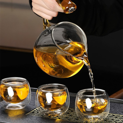 Creative Magnetic Glass Lazy Tea Set Automatic Tea Infuser Office Heat Resistant Gongfu Tea Pot Gift Box